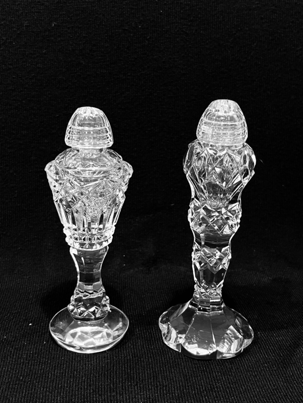 Antique Bohemia Salt & Pepper Cut Crystal Shakers 1920’s